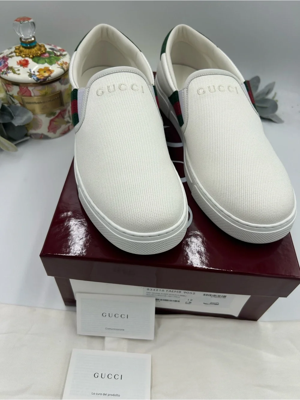 Men's Gucci ace slip on sneakers size 12 fits 12.5 US made in Italy